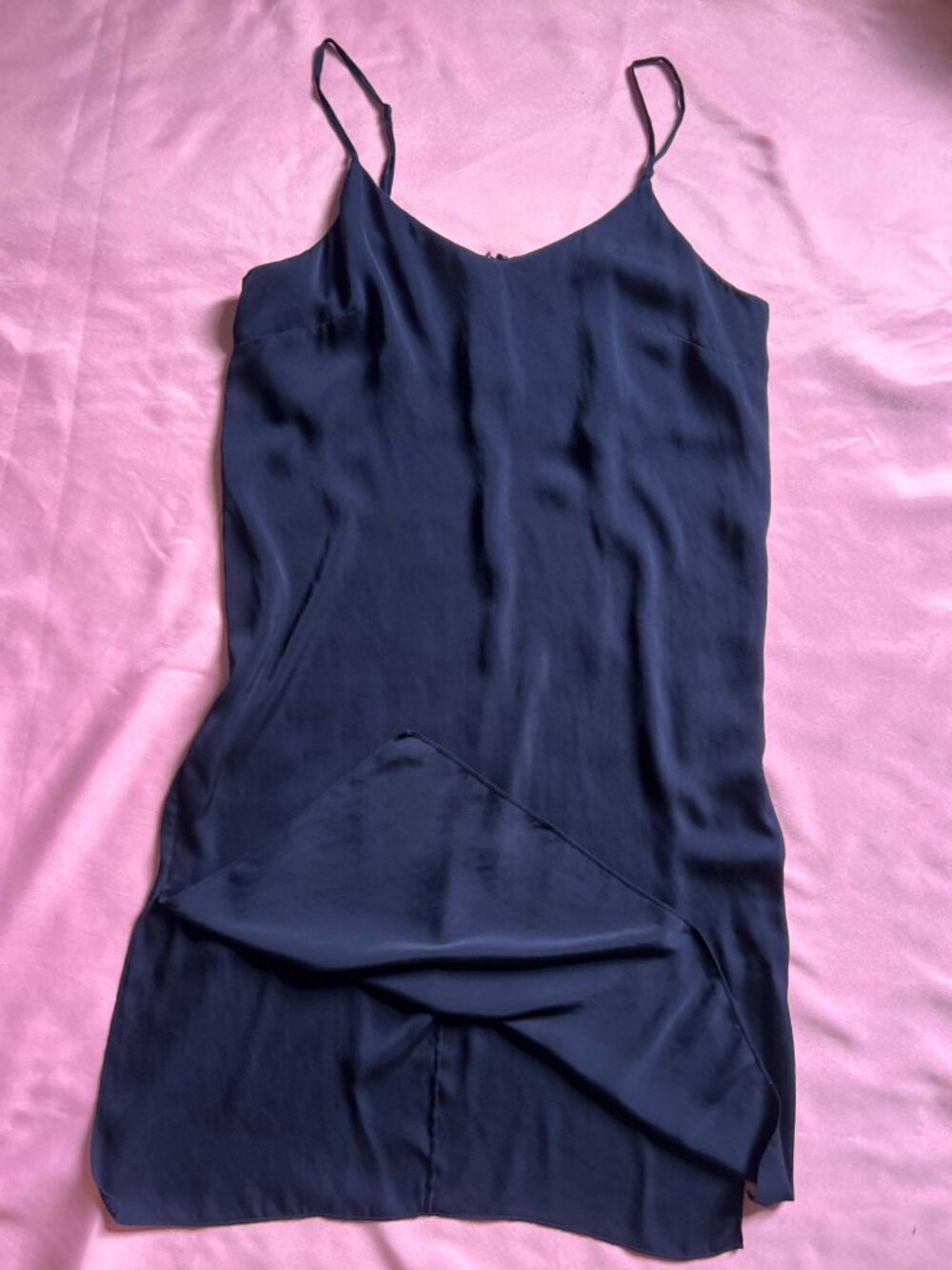 Quince Silk Midi Slip Dress in Navy - Picture 5 of 10